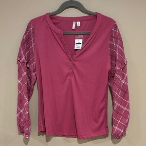 NWT Cato M boho ruffle sleeve thermal